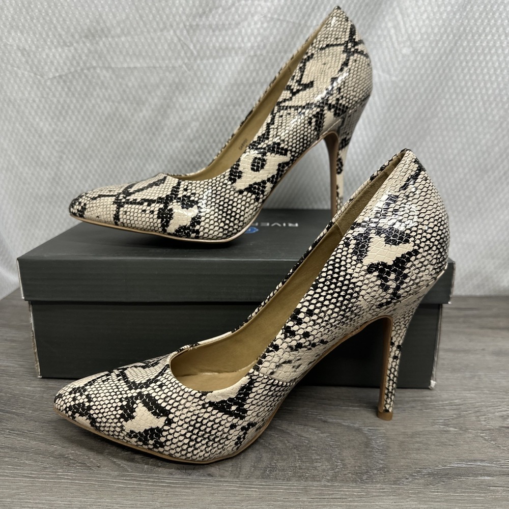 Snakeskin Faux Pumps Women 10 Black Nude Snakeskin Pointed Toe stiletto heel